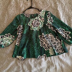Manuhealii Tropical Leaf Print Blouse